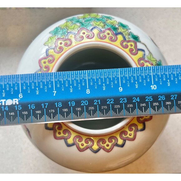 Antique Famille Hand-Painted Chinese Porcelain Vase 7" with Mark White Pink Gree - Picture 11 of 16